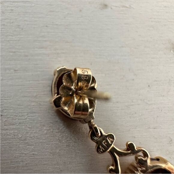 Vintage MFA 14k And Ruby Georgian Revival Earrings - Picture 6 of 10